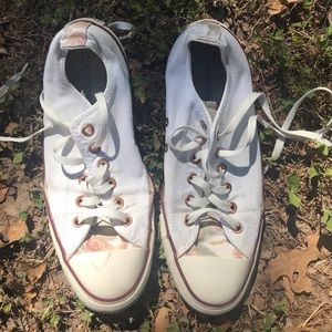 customized white with flowers converse